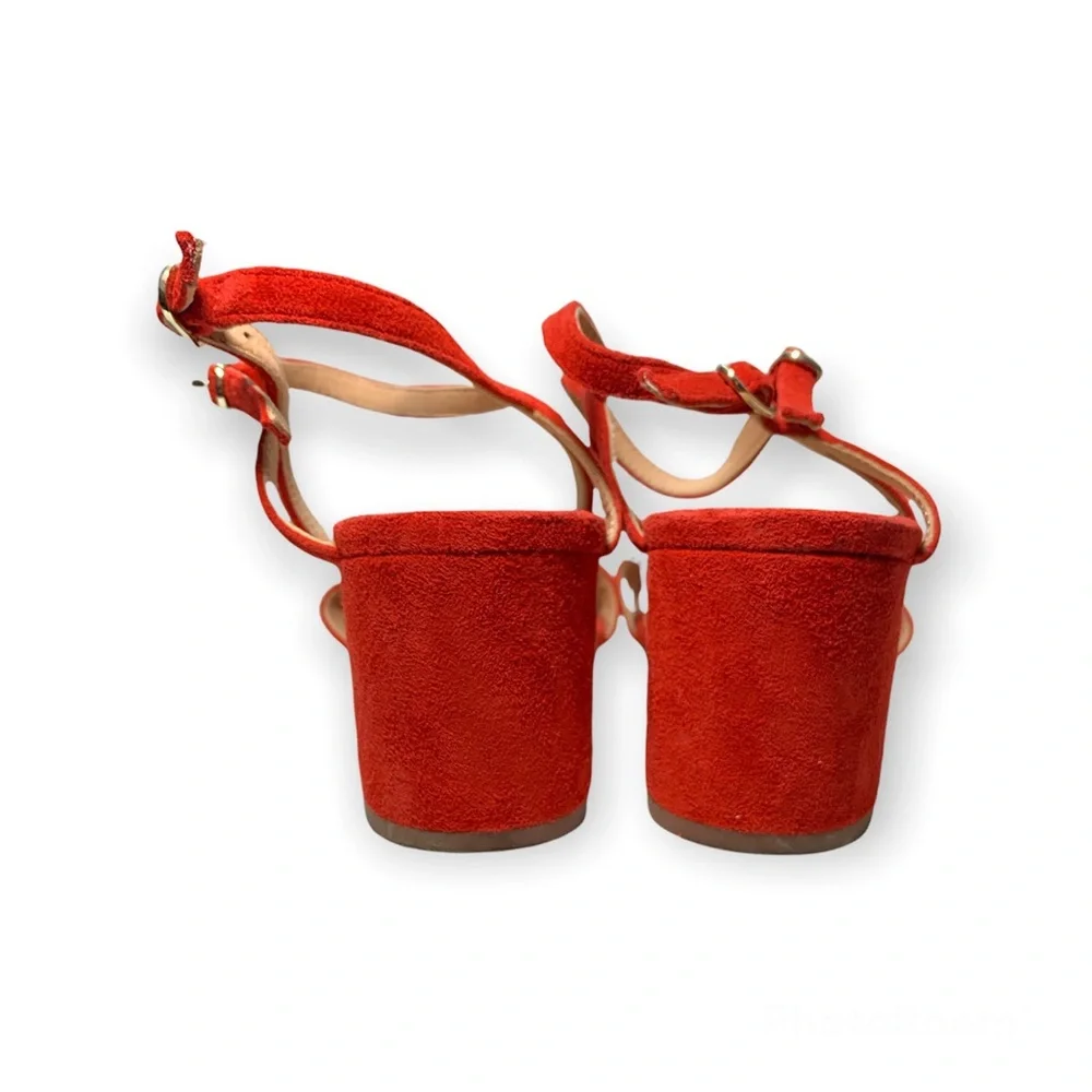 J. Crew Red Suede Block Heel Sandals - Picture 5 of 6